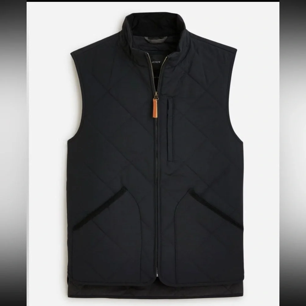 J. Crew Navy Blue Outdoors Sussex Quilted Black Primaloft Zip Up Vest Size XS